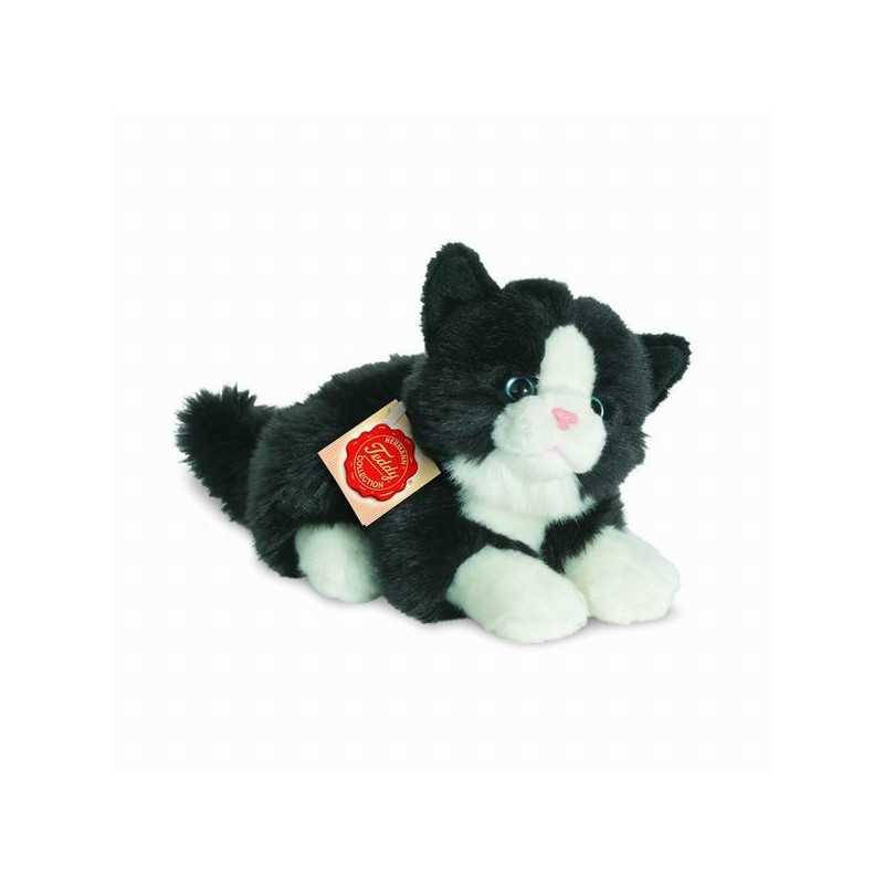 Teddy Hermann, peluche Chat couché noir/blanc 20 cm