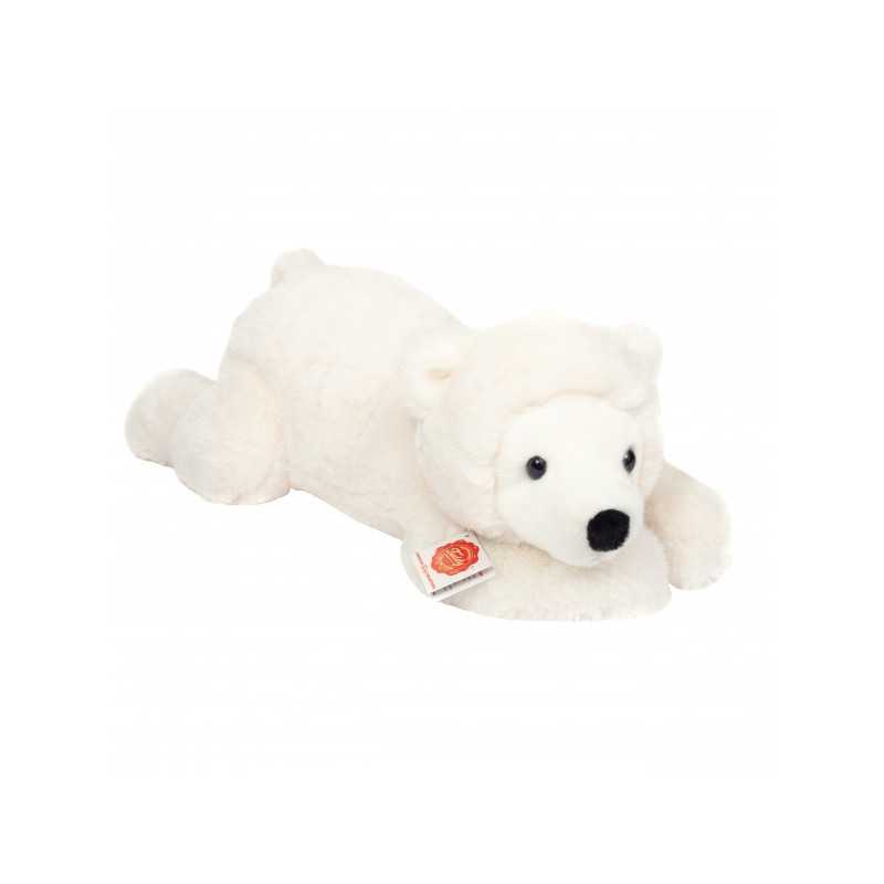 Peluche Ours Polaire Couché 45 cm – Teddy Hermann | Doux & Réaliste