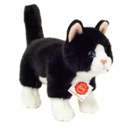 Teddy Hermann, Stehende Katze schwarz/weiß 20 cm