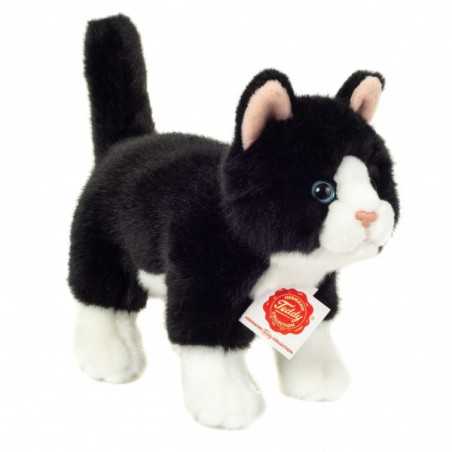 Teddy Hermann, Stehende Katze schwarz/weiß 20 cm