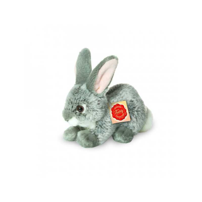 Peluche Lapin Assis Gris 18 cm – Teddy Hermann | Doux & Réaliste