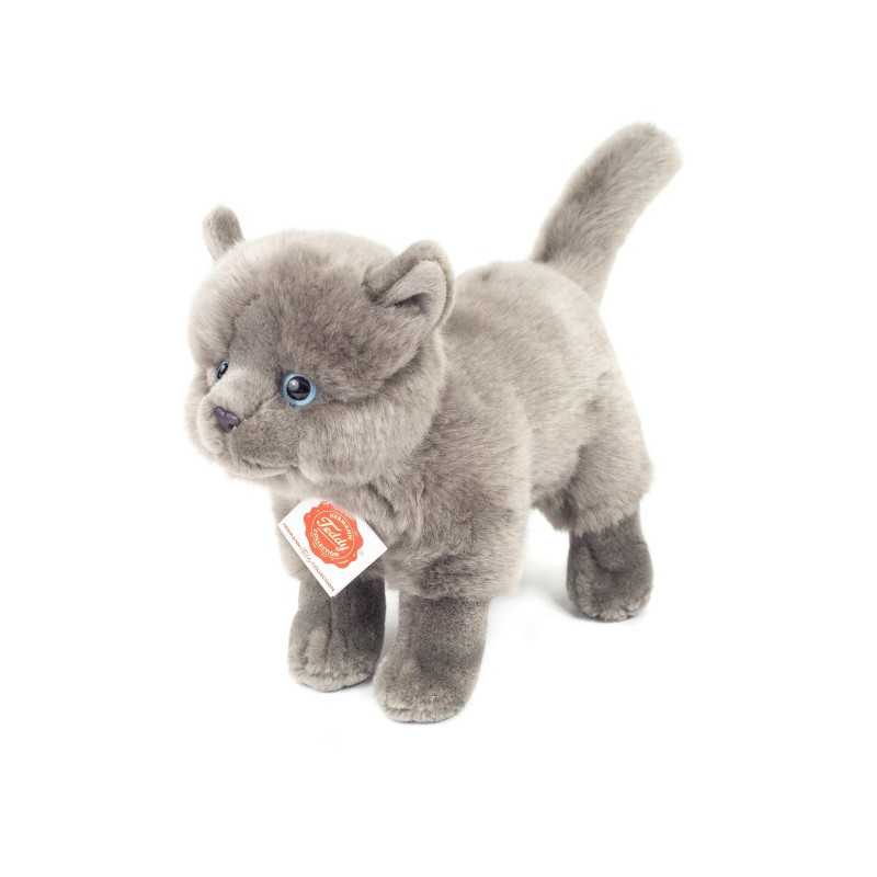 Peluche Chat Chartreux Gris 20 cm – Teddy Hermann | Doux & Réaliste