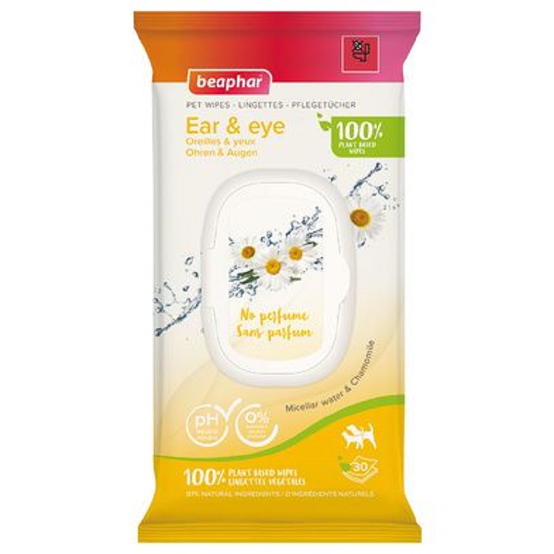 Beaphar, Lingettes végétales oreilles & yeux : 30 lingettes Beaphar, Lingettes végétales oreilles & yeux : 30 lingettes