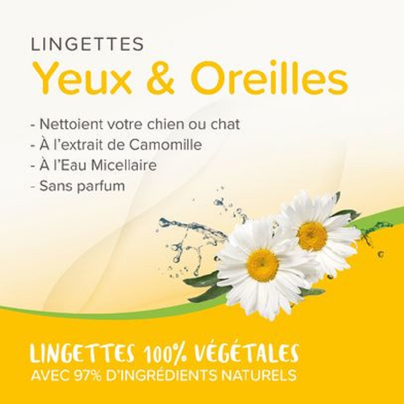 Beaphar, Lingettes végétales oreilles & yeux : 30 lingettes