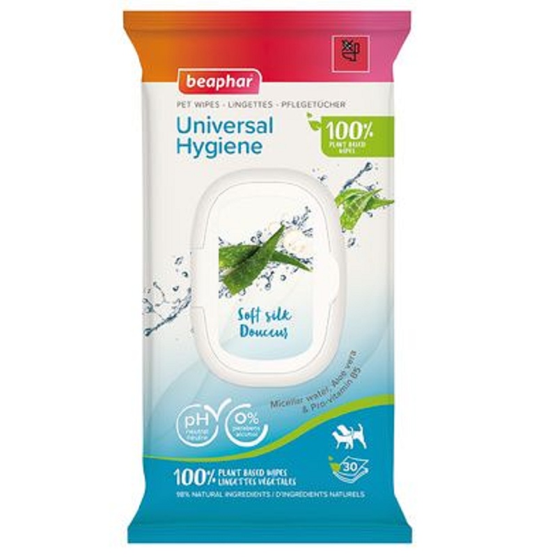 Beaphar, Salviette detergenti universali a base vegetale: 30 salviette