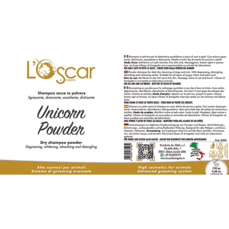 L'Oscar di Smagatto, Unicorn Powder - Shampoing en poudre, 130 gr.