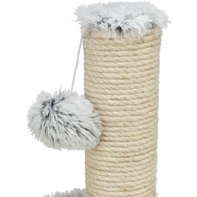 Poteau griffoir Winnie Junior Trixie pour chaton en corde de jute et peluche poils longs blanc et noir hauteur 43 cm