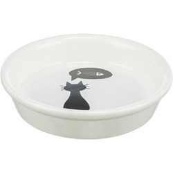 Gamelle plate en céramique blanche avec motif chat noir Trixie 0,25L, écuelle lourde et ergonomique pour chat