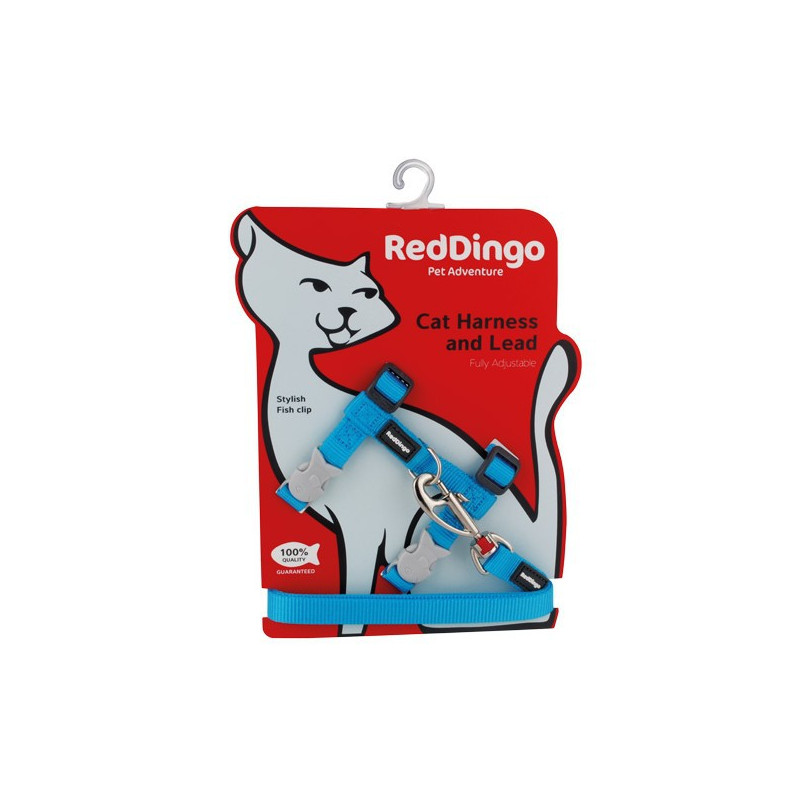Ensemble harnais et laisse Red Dingo Chats Basic turquoise
