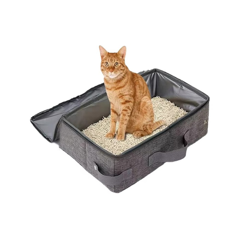 Foldable litter box with closure