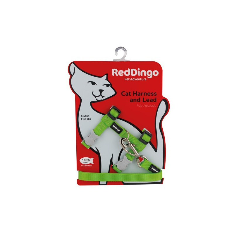 Ensemble harnais et laisse Red Dingo Chats Basic vert
