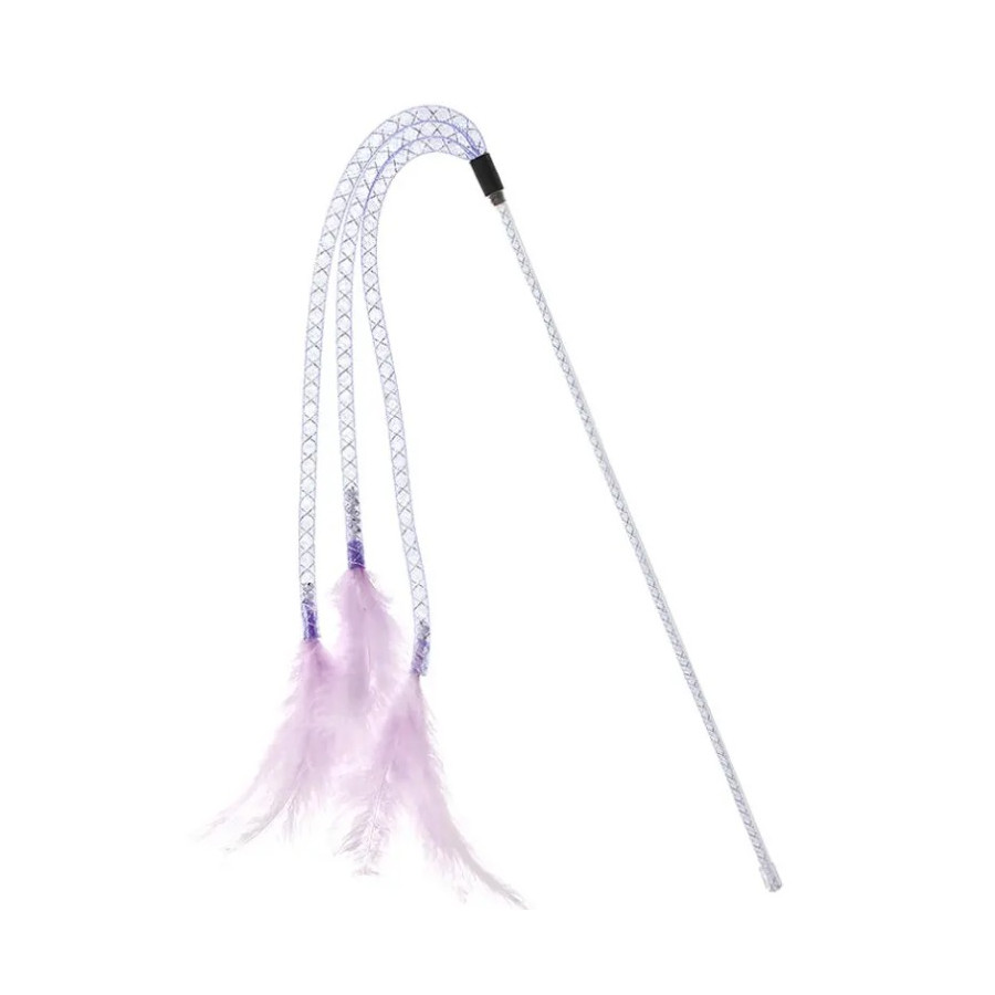 Jouet interactif canne à pêche plumeau en forme de pieuvre pour chat bâton de 42 cm et longueur totale de 85 cm