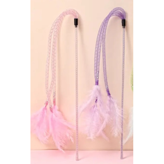 Jouet interactif canne à pêche plumeau en forme de pieuvre pour chat bâton de 42 cm et longueur totale de 85 cm