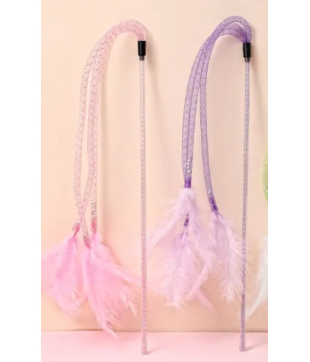 Giocattolo per gatti a forma di polpo con piume | Canna da pesca 85 cm