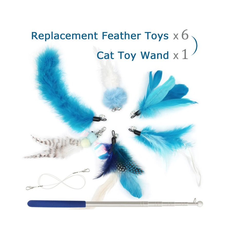 Canne à Pêche pour chat avec 6 embouts