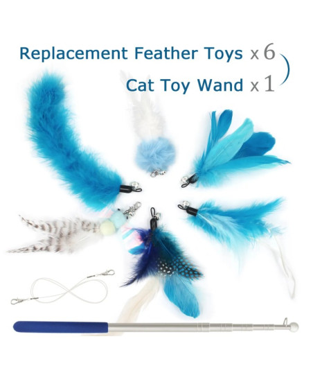 Canne à Pêche pour chat avec 6 embouts