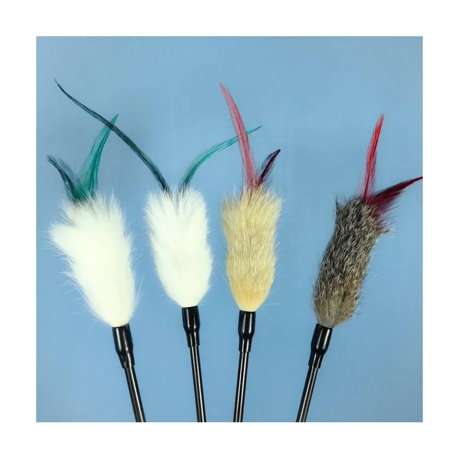 Long rabbit feather duster for cats