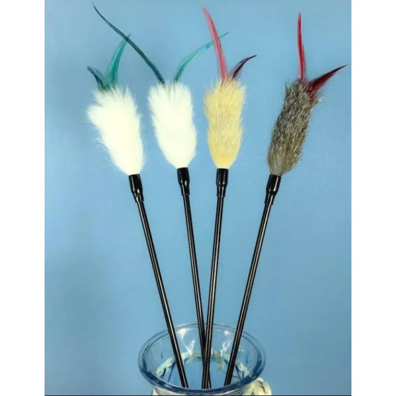 Long rabbit feather duster for cats