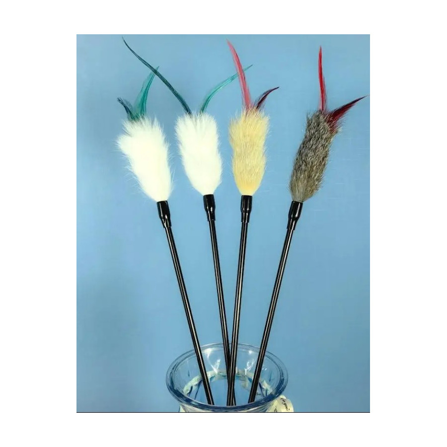 Long rabbit feather duster for cats