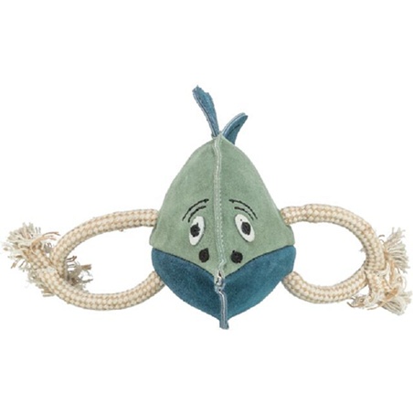 Jouet Chien Poisson en Cuir Véritable et Corde Trixie - 28 cm