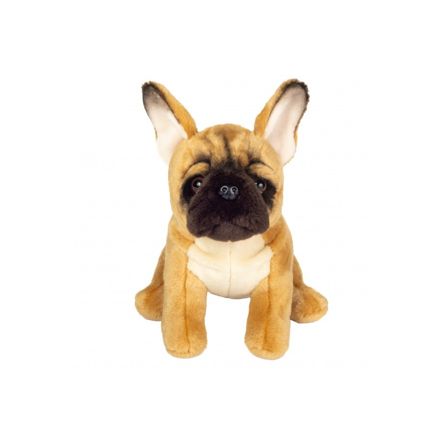 Peluche réaliste chien Bouledogue Français Teddy Hermann 27 cm ultra douce très ressemblant