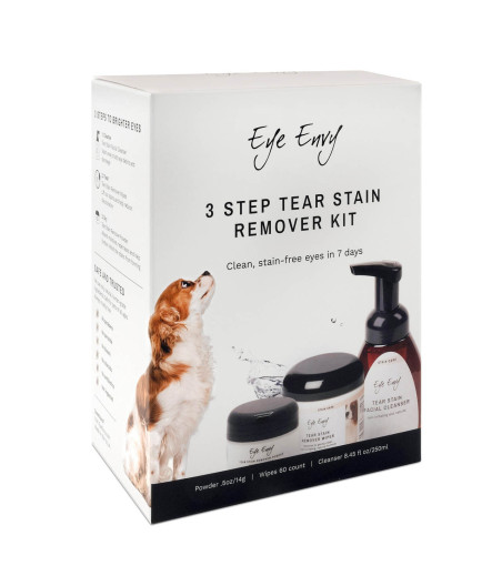 👉 Kit para eliminar manchas de lágrimas de perro – Eye Envy 3 pasos