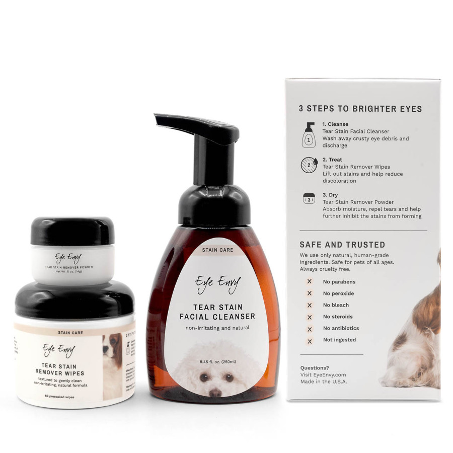 👉 Kit para eliminar manchas de lágrimas de perro – Eye Envy 3 pasos