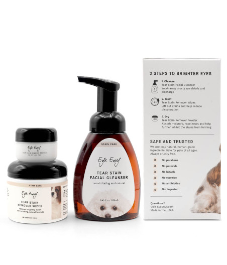 👉 Kit para eliminar manchas de lágrimas de perro – Eye Envy 3 pasos