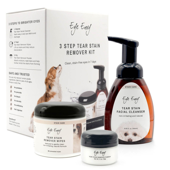 👉 Kit per la rimozione delle macchie lacrimali del cane – Eye Envy 3 passaggi