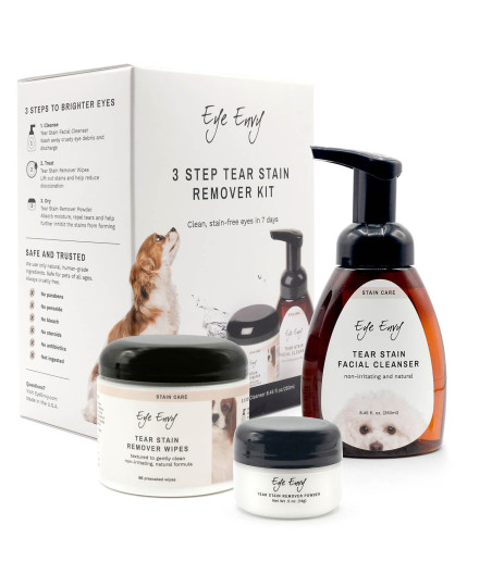 Eye Envy – Kit en 3 étapes anti-taches lacrymales pour chien