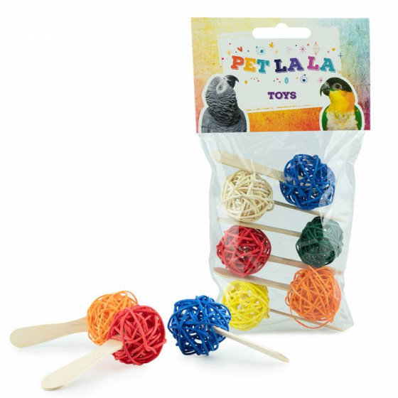 Petlala Popsicle sucette bois jouet patte perroquet lot 6