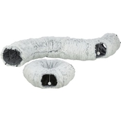 Tunnel peluche donut Harvey pour chat 160 cm gris