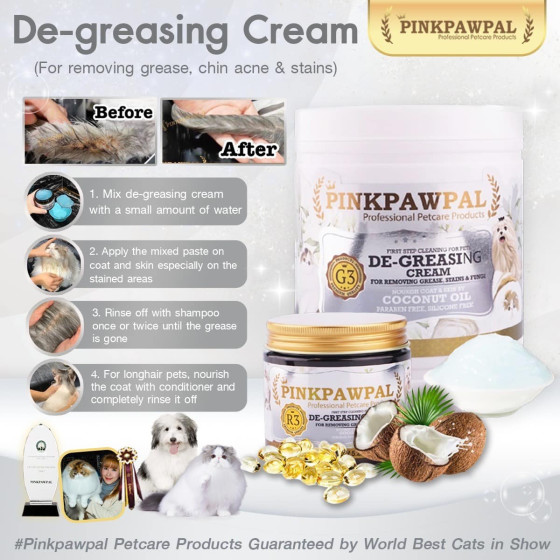 Crema desengrasante Pinkpawpal para perros y gatos