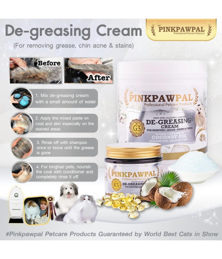 Crème dégraissante chien chat Pinkpawpal De-Greasing Cream