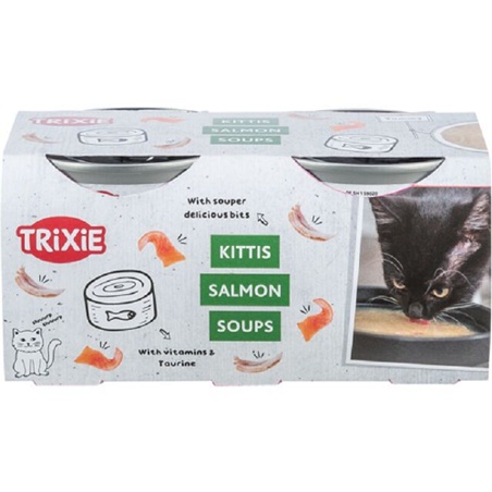 Soupe pour Chat Kittis Trixie Saumon et Poulet - 4 x 80 g