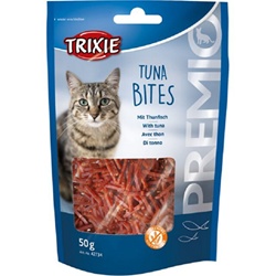 Sachet 50g de friandises Premio Bites Trixie pour chat en bouchées tendres riches à 75% de thon et poulet sans gluten