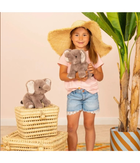 Peluche de elefante sentado Hermann Teddy de 25 cm | Peluche ultrasuave