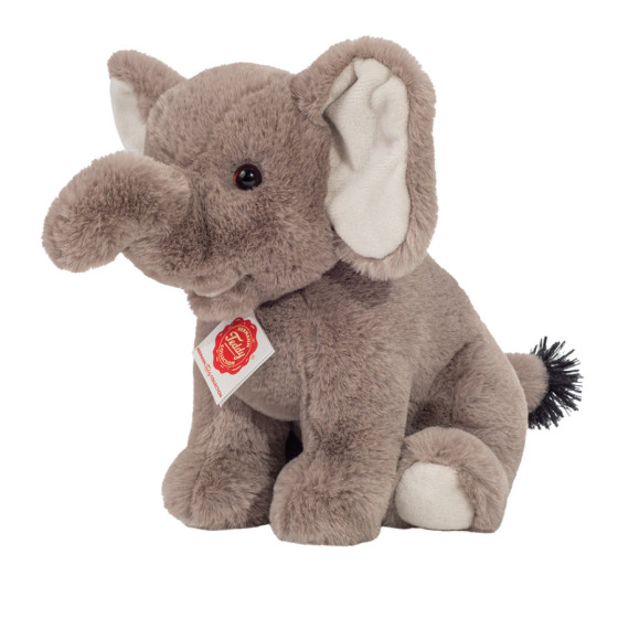Adorable peluche éléphant assis Hermann Teddy de 25 cm très douce et lavable en machine pour les câlins