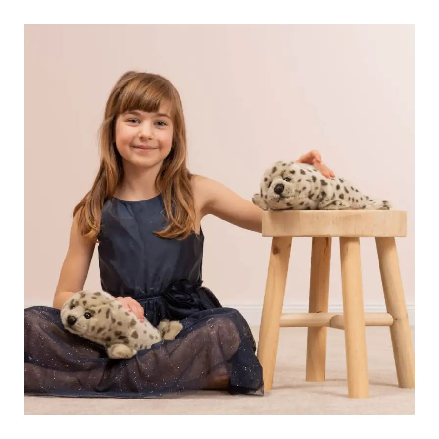Peluche douce bébé phoque gris 32 cm collection Teddy Hermann lavable en machine sécurité garantie pour bébés dès 6 mois