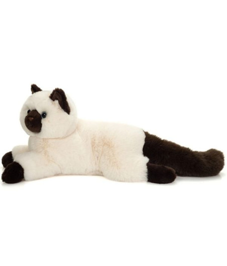 Peluche très réaliste chat Sacré de Birmanie Teddy Hermann 36 cm avec pelage crème soyeux masque sombre yeux bleus