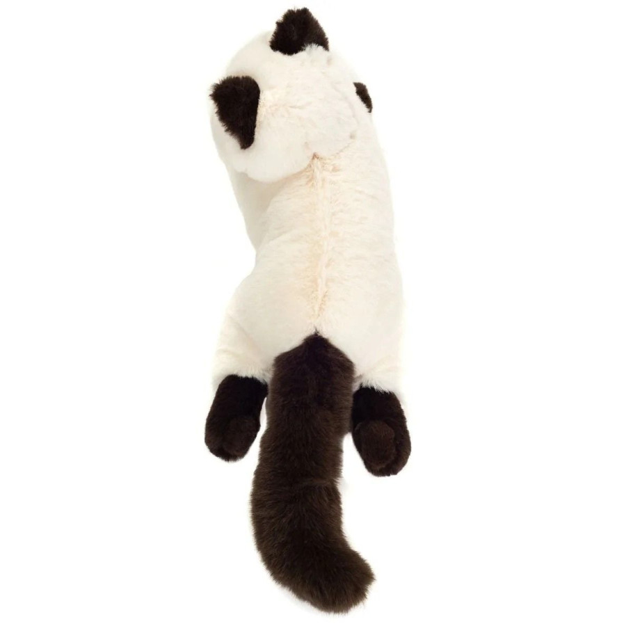 Peluche très réaliste chat Sacré de Birmanie Teddy Hermann 36 cm avec pelage crème soyeux masque sombre yeux bleus