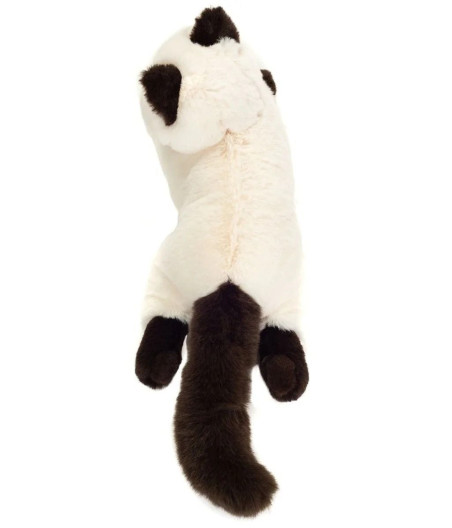 Peluche très réaliste chat Sacré de Birmanie Teddy Hermann 36 cm avec pelage crème soyeux masque sombre yeux bleus