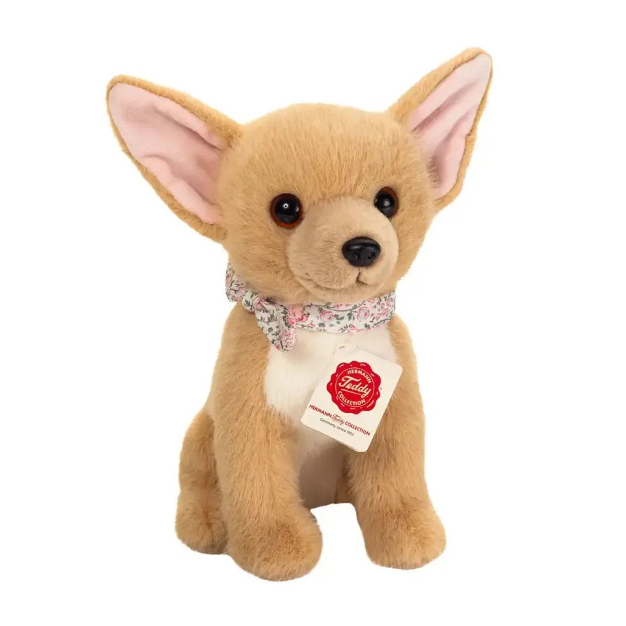Peluche de chihuahua Teddy Hermann de 25 cm | Con diadema floral