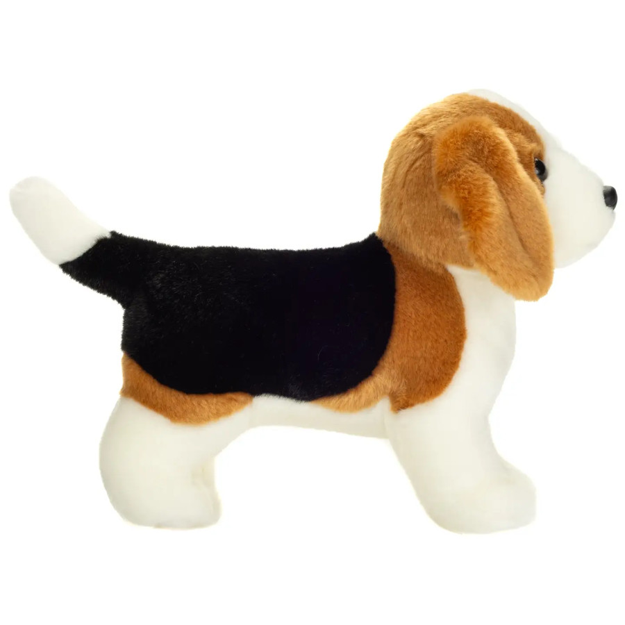Peluche réaliste chien Beagle debout 25 cm Teddy Hermann ultra douce avec garnissage en polyester 100% recyclé