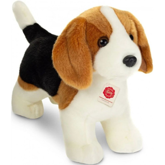 Peluche réaliste chien Beagle debout 25 cm Teddy Hermann ultra douce avec garnissage en polyester 100% recyclé