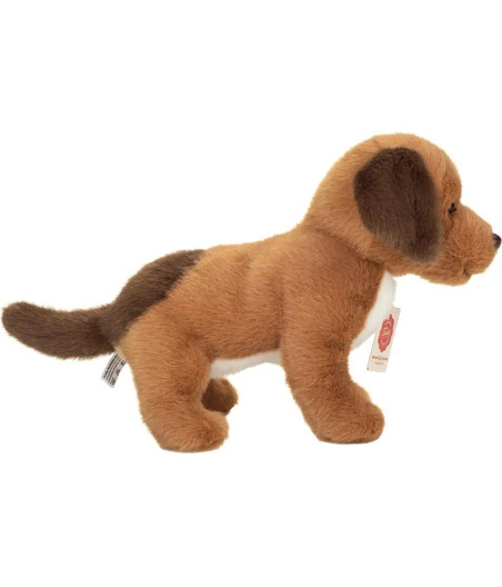 Adorable peluche chiot Milow 25 cm blanc et brun collection Teddy Hermann ultra douce et lavable en machine