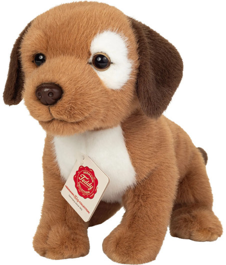 Peluche Chiot Milow Blanc et Brun Teddy Hermann - 25 cm