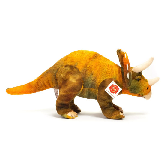 Grande peluche dinosaure Tricératops 42 cm collection Hermann Teddy ultra douce avec cornes réalistes et couleurs vives