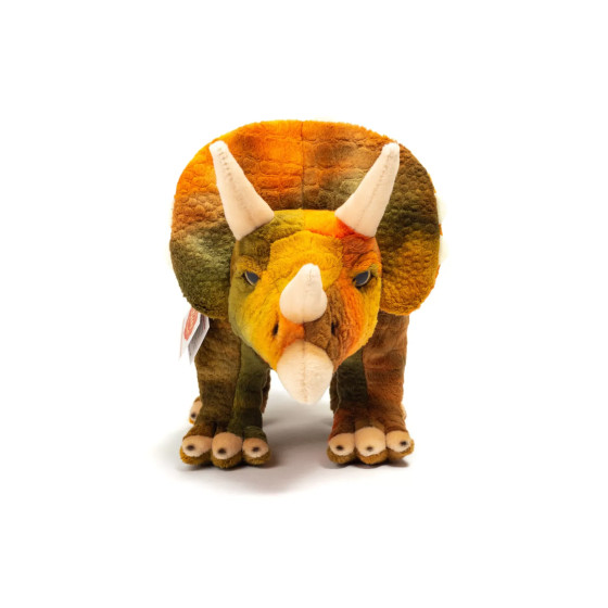 Grande peluche dinosaure Tricératops 42 cm collection Hermann Teddy ultra douce avec cornes réalistes et couleurs vives