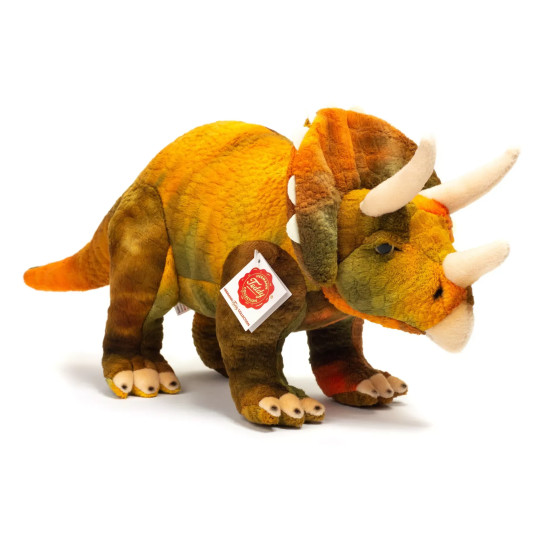 Grande peluche dinosaure Tricératops 42 cm collection Hermann Teddy ultra douce avec cornes réalistes et couleurs vives